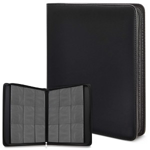 Bright Creations Card Binder with Zipper - 9 Pockets Trading Cards Album Folder - 360 Side Loading Pockets (Black) - 1 of 4