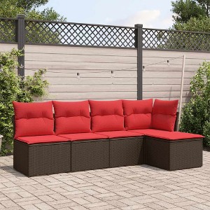 vidaXL Garden Sofa Set Black PE rattan 5 Piece Modular Garden Sofa Set - 1 of 4