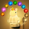 YANSUN 0.5W Plug-in Light-Controlled Night Light, Unicorn Shape, White Shell, 3000K RGB Gradient, Button-Activated Color Change, Thin Base - 2 of 4