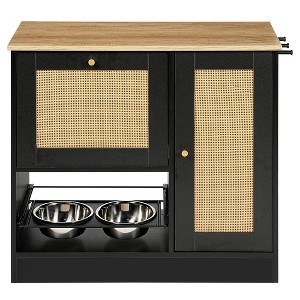 Gulches Elevated Pet Feeding Station with Storage, 2 Bowls & Hooks - Stylish & Functional - 1 of 4