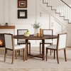 Oversart 5-Piece Extendable Dining Table Set for 4, Round Dining Table for 4 with Upholstered Chairs Brown - 2 of 4