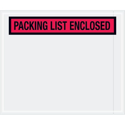 Tape Logic "Packing List Enclosed" Envelopes 10" x 12" Red 500/Case PL435