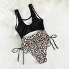 Womens Bikini Sets Tank Tops U Back 2 Piece Swimsuit Sets Leopard Print Swimsuits Tank Swimsuit Tops with Drawstring Bathing Bottom - 3 of 4