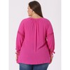 Agnes Orinda Women's Plus Size Tie Tassel V Neck Hollow Bowknot Long Sleeve Casual Blouses - 4 of 4