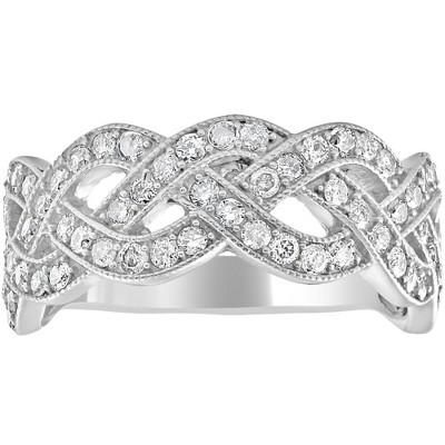 Pompeii3 1ct Vintage Style Crossover Diamond Fashion Ring 14K Infinity White Gold