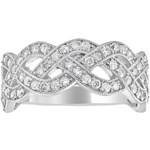 Pompeii3 1ct Vintage Style Crossover Diamond Fashion Ring 14K Infinity White Gold - 1 of 4