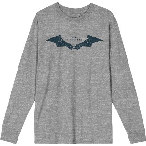 Batman Movie Logo Men's Athletic Heather Long Sleeve Tee - 1 of 2