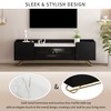 ON-TREND Sleek Design TV Stand with Fluted Glass, Contemporary Entertainment Center for TVs Up to 70", Faux Marble Top TV Console Table - 3 of 4