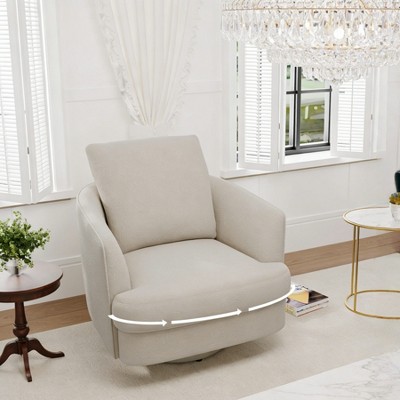 Swivel 361 Degree Barrel Chair/Mid Century Accent Chair Fabric Upholstered Armchair/Oversized Accent Chair Modern Upholstered Wide Reading Chair
