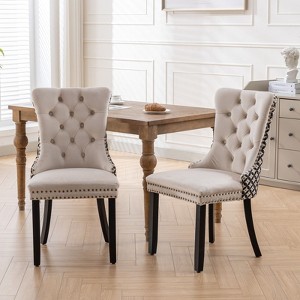 CENGHU Modern Velvet Upholstered Dining Chairs Set of 2, Kitchen Side Chairs with Wood Legs and Nailhead Trim, for Dining Room, Living Room - 1 of 4