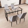 NicBex 51" Dining Table Set for 4 Modern Rectangular Tempered Glass Table with 4 PU Chairs for Dining Room, Gray - 2 of 4