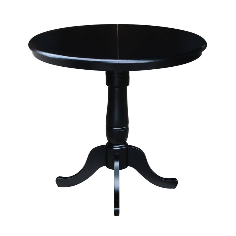 36&#34; Round Top Pedestal Counter Height 12&#34; Drop Leaf Dining Table Black - International Concepts, 3 of 8