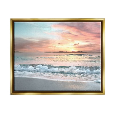 Stupell Industries Morning Sunrise Beach Landscape Distant Mountains Rolling Tide