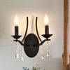 PAKOKULA 2-Light Black Vintage Candlestick Wall Sconce with Crystal Pendant - 2 of 4