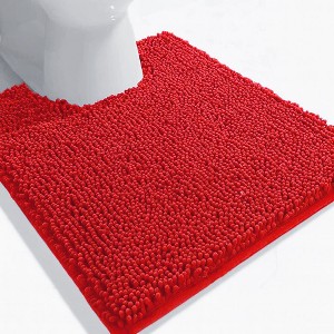 Home Mart Goods Red Soft Cozy Plush Chenille Contour Bath Mat Bathroom Rug - 1 of 4