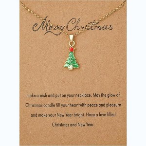 Christmas Theme Necklace Set with Enamel Charms Holiday Party Gift - 1 of 4