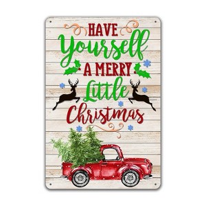 Christmas Metal Sign - 8x12 Inch Vintage "Have Yourself a Merry Little Christmas" Quote Wall Art - 1 of 4