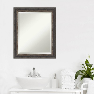Rustic Charcoal Wood Framed Rectangular Bathroom Vanity Mirror