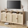 36" Rattan Buffet Cabinet - Mid-Century Modern 2-Door Sideboard with Storage Shelf, - 3 of 4
