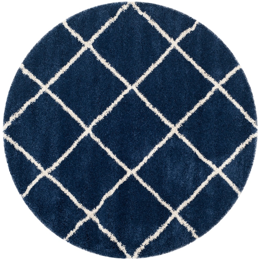 5' Hudson Shag Round Area Rug Navy/Ivory - Safavieh