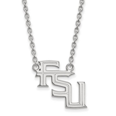 Black Bow Jewelry 10k White Gold Florida State Seminoles NCAA Necklace 18 Inch