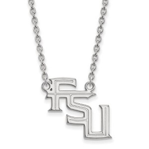 Black Bow Jewelry 10k White Gold Florida State Seminoles NCAA Necklace 18 Inch - 1 of 4