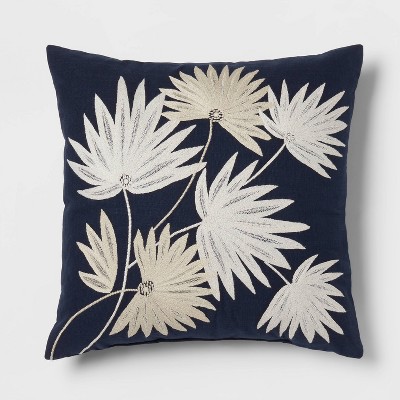 Embroidered Palm Square Throw Pillow Navy - Threshold™