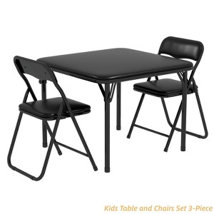 3-Piece Folding Square Table & Chair Set, Featuring a Portable Table & Chairs w/Ssoft Pu Cushions - 1 of 4