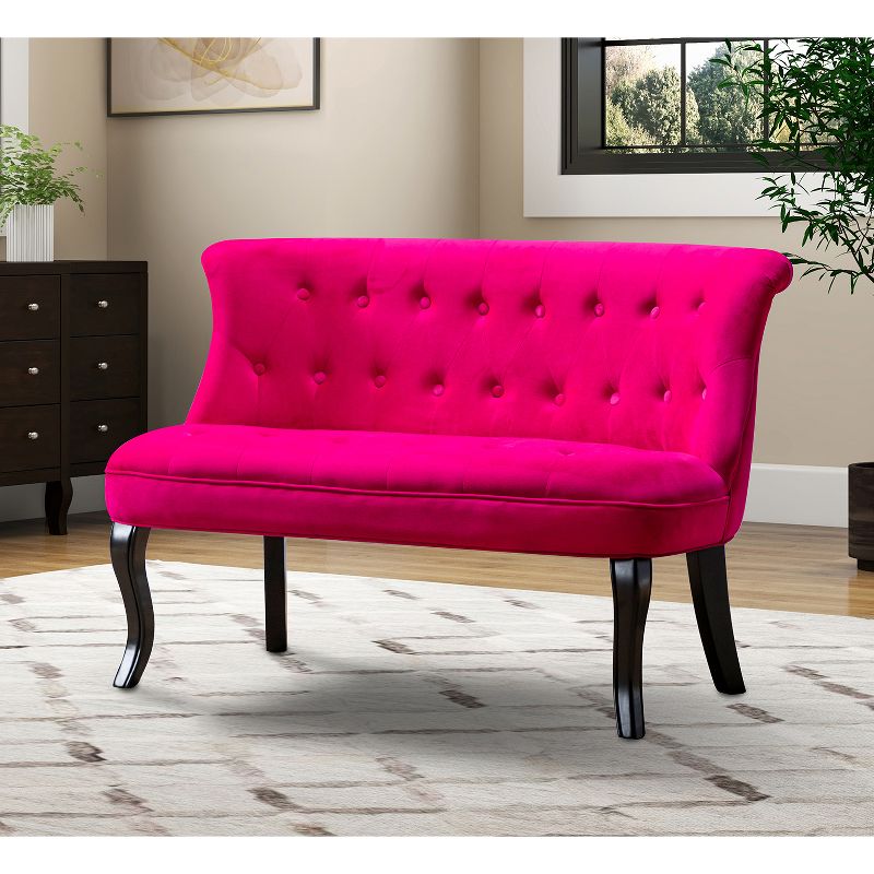 Jane  47" Velvet  Button-tufted and Wing back  Loveseat Solid wood and Cabriole Legs  for Living Room and Bedroom | ARTFUL LIVING DESIGN, 2 of 10