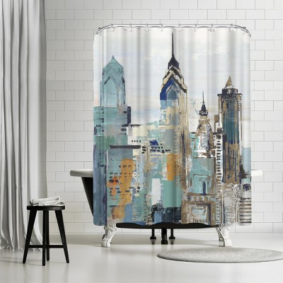 Americanflat Teal City Ii by Pi Creative Art 71" x 74" Shower Curtain