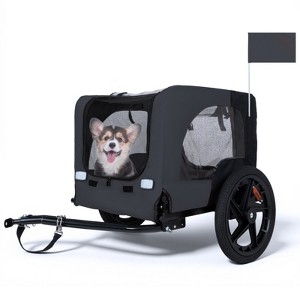 RISOKEYS 16-Inch Foldable Pet Bike Trailer - with Universal Hitch & All-Terrain Wheels, Portable for Road Trips and Daily Rides,for Small Dogs - 1 of 4