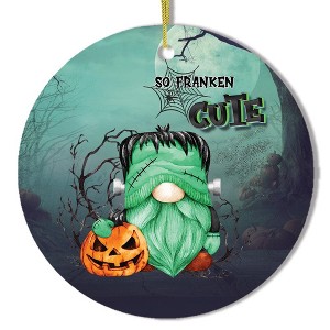 Frankenstein Gnome Halloween Theme Ornament| OrnamentallyYou - 1 of 4