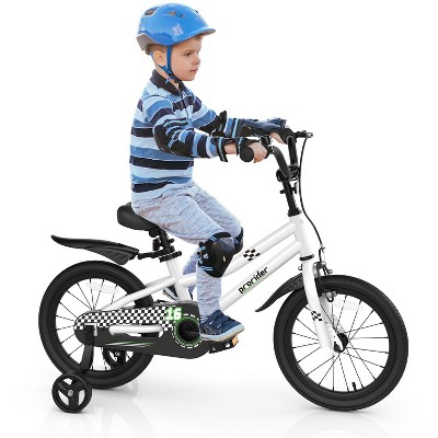 Infans 16" Kid’s Bike w/Removable Training Wheels & Basket for 4-7 Years Old White