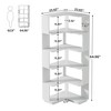 Resenkos Bookshelf, Bookcase Standing Shelf Unts,6-Tier Corner Bookshelf, 64.96" Corner Bookcase with Anti-Drop Panel,White - 2 of 4