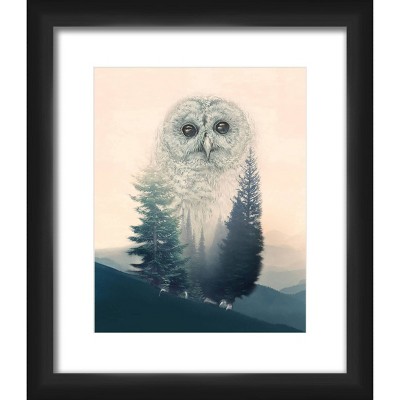 13" x 15" Matted to 2" Memory Of An Owl Picture Framed Black - PTM Images