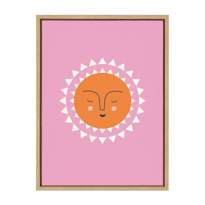 Kate and Laurel Sylvie Sleepy Sun Framed Canvas by Elizabeth Olwen, 18x24, Natural