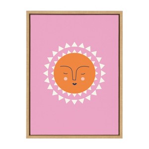 Kate and Laurel Sylvie Sleepy Sun Framed Canvas by Elizabeth Olwen, 18x24, Natural - 1 of 4