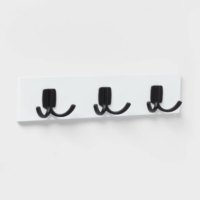 Mixed Material Over The Door 4 Hooks Rail Light Wood On Matte White -  Brightroom™ : Target