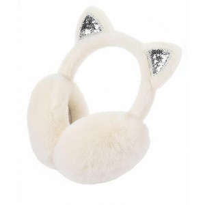 FAAYFIAN Foldable Fuzzy Faux Rabbit Fur Cat Ear Muffs for Winter Women Teens, Soft Ear Warmer - 1 of 4
