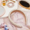 Glamlily Tweed Plaid Padded Headbands for Women, Girls, Teens (Pink and Beige, 2 Pack) - 2 of 4