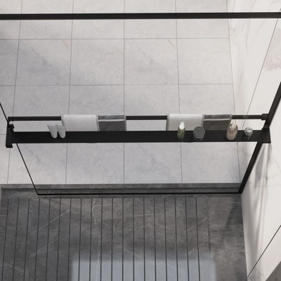vidaXL Shower Shelf for Walk-in Shower Wall Black 46.5 in. Aluminum