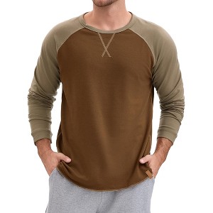 INSPIRE CHIC Men's Long Sleeve Tops Color Block Casual Raglan T-Shirt - 1 of 4