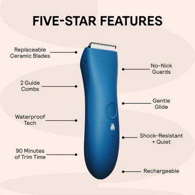 Meridian Trimmer Original Pubic & Body Hair Trimmer for Men & Women Below-the-Belt Groomer, Ball Trimmer, Bikini Trimmer - Ocean