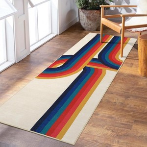 Water-Resistant Modern Area Rug, Low-Pile Non-Slip Soft Carpet for Bedroom, Dining Room, Home Office – Colorful Floral Design - 1 of 4