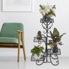 Slickblue Exquisite Carved Metal Plant Stand, Holds 3-4 Pots, Decorative, Black, 19.7x32in - 2 of 4