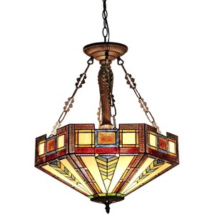 Chloe Lighting CH33421AM20-UH3 Baxter Tiffany-Style 3 Light Mission Inverted Ceiling Pendant Fixture 20" Shade - 1 of 4
