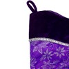 Northlight 20" Purple and Silver Glittered Floral Christmas Stocking with Shadow Velveteen Cuff - image 3 of 4