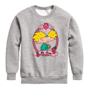Boys' - Hey Arnold! - Valentine's My Love Graphic Long Sleeve Fleece Sweatshirt - 1 of 4