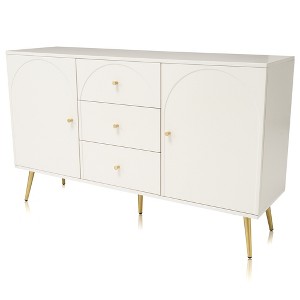 Dexmalle Modern Sleek Drawer Cabinet,Cream White - 1 of 4