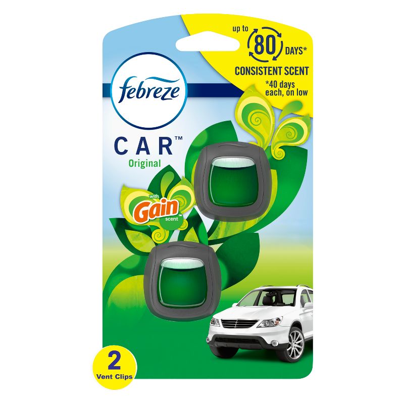 Febreze Car Air Freshener Vent Clip - Gain Original Scent - 0.13 fl oz/2pk, 1 of 11